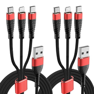 3-in-1 charging cable with multiple USB cables and nylon woven quick charger, suitable for IP/Type-C/Micro USB, suitable for most mobile phones/Android/tablets/Samsung Galaxy/Pixel