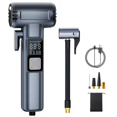 Car Tire Air Pump Tire Inflator With Pressure Gauge Electric Air Compressor LED Light Air Pump With 
