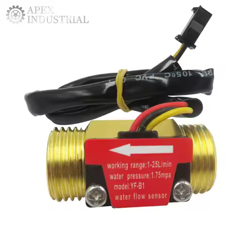 DC5-18V Water Flow Sensor Brass Liquid Flowmeter Fluid Flow Sensor Switch Max 1.75MPa G1/2 Pulse Hal