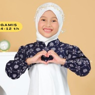 New Baju Dress Muslim Gamis Anak Perempuan Cewek Batik Kombinasi Polos