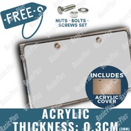 STAINLESS steel MOTORCYCLE PLATE HOLDER with ACRYLIC TRANSPARENT COVER (HEXAGON/RECTANGLE)prevent be
