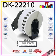 (READY STOCK) Label Film Tape DK22210 (Black On White) QL550/QL570/QL700/QL720/QL800/QL820/22210/DK 