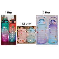 Motivational Drinking Water Bottle Sport Bottle 2 Liter Viral Gradient 1L 1.2L 2L Wholesale