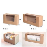 【Special Promotion】 20pcs Kraft Paper Pvc Plastic Window Macarons Box Kraft Paper Cookies Cake Packaging Box Rectangle Biscuits Pastry Box