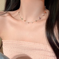 2pcsเครื่องประกับแฟชั่นเกาหลี สร้อยคอ สร้อยคอหินเรซิน หลากสี อัลลอย สร้อยคอลูกปัด สร้อยข้อมือ สำหรับ