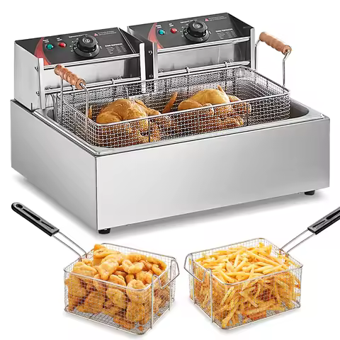 SucceBuy Commercial Deep Fryer 3000W Electric Turkey Fryer Large Capacity 18Qt / 17L Stainless Steel