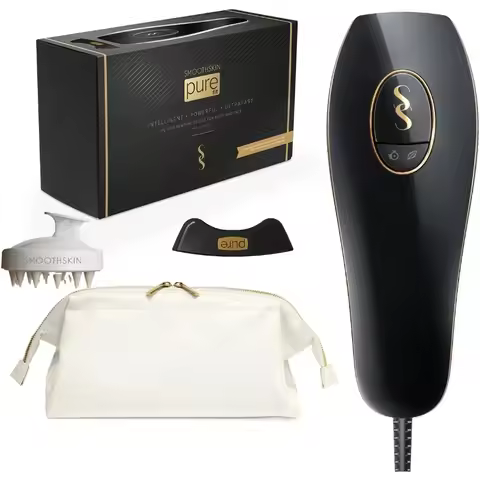 Smoothskin Pure Fit, Vanity Bag&Scrubber: IPL Laser Hair Removal Device, for Body & Face, Long-Lasti
