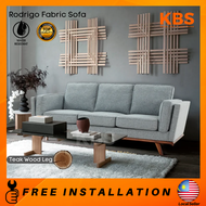 (FREE Installation+Shipping) KBS Rodrigo TEAK WOOD (Kayu Jati) Legs Sofa / Water Repellent Fabric / Dark Grey / Extra Solid Wooden legs / Large Size / Full Fabric Sofa / Sofa 3 2 1 Seater Sofa