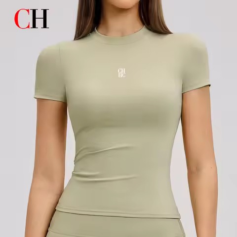 CH Spring T-shirt Quick-dry Yoga Top Short Sleeve Fitness Shirt Cover-up Outdoor Running Sports Shor