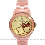 ＊星光鐘錶＊ Hello Kitty手錶 三麗鷗正版授權【花園迷藏時尚陶瓷腕錶】(粉紅銀框) LK673