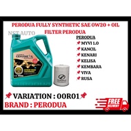 PERODUA FULLY SYNTHETIC SN0W20 3.5L WITH VARIATION (WITH OIL FILTER 15601-00R01 / 15601-P2A12 / ONLY
