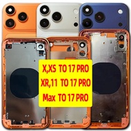 Housing for X,XS,MAX,XR, 11 To 17 Pro DIY Back Cover Housing Back Battery Middle Frame Replacement O