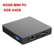 Fanless MINI PC Intel Celeron N3350 Windows 10 Mini PC 6GB RAM 64GB ROM 128GB SSD 1000M LAN WiFi BT4.0 VGA Desktop MINI Computer