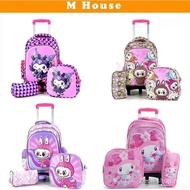 Primary School Bag 2/ Trolley Bag/ 6Wheels/ 3 In 1 Set Girls Beg Sekolah Roda Perempuan