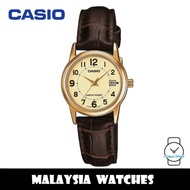 Casio LTP-V002GL-9B Quartz Stainless Steel Case Brown Leather Strap Women's Watch LTPV002GL LTPV002G