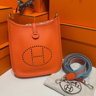 Hermes Mini Evelyne 愛馬仕橙+編織肩帶 🍊 T刻 近全新