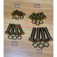 M6 Hex Nut and Bolt BMK M6 Yellow Iron/ BMK M6/