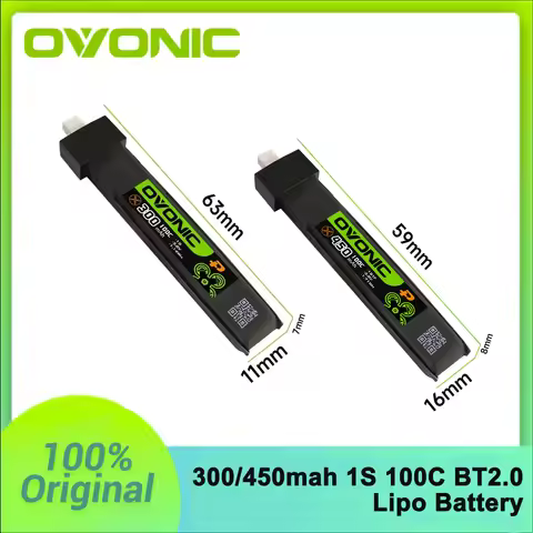 OVONIC 350/450mAh 1S 100C BT2.0 Lipo-battery FPV High-Pressure Battery for RC FPV Racing Drone