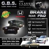 BRAKE PAD (GBS) REAR : HONDA CL7 SNA CRV S9A CRZ RD5 SDA 2.4 STREAM 2000-2005 LEGEND 1990-1998 ODYSS