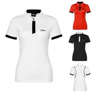 Titleist เสื้อโปโลแขนสั้นระบายอากาศได้ดีสำหรับกีฬากลางแจ้ง,เสื้อกางเกงเล่นกอล์ฟสำหรับผู้หญิงใส่ในฤดูร้อนปี2019