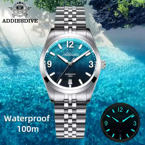 ADDIESDIVE New 39mm Automatic Watch Men Japan 8215 Mechanical Sapphire AR Coated Glass BGW9 Luminous