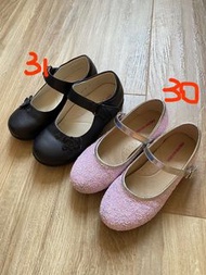 Nono house女童鞋共2對🥿🥿黑皮鞋size31，閃閃公主鞋size30
