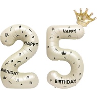 40 Inch White Foil Balloon Number 25,Crown 25th Birthday Party Decorative Balloons,Number Large Numb