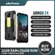 Ulefone Armor 24 24GB+256GB Rugged Phone 6.78" 120Hz Android 13 Helio G96 Octa Core NFC 4G Smartphon