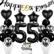 Conruich Hei Birthday Decoration 55 Years Man, Black White Balloon 55th Birthday Woman, Cake Decorat
