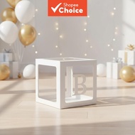 A-Z Alphabet & Numeral Balloon Box - 30x30cm Clear Display for Birthday and Event Decorations  Kotak