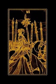 SIX OF WANDS - Tarot Card Notebook (Black - Gold Ed.): A5 Ruled Lined Tarot Journal Diary Sketchbook
