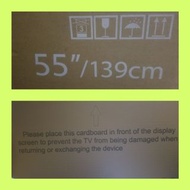 買詢6053·1686wts🈶️原裝5️⃣5️⃣寸電視紙皮箱附一塊屏幕瓦通板display screen cardboard顯示屏TV panel防止爆屏高抗壓加強保護運輸超硬瓦通紙皮盒紙箱移民搬家合