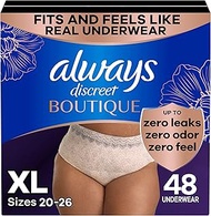 Always Discreet Boutique Incontinence and Postpartum Underwear for Women, Maximum Protection, XL, Ro