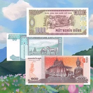 [One Copy 3 Pieces Free Shipping] Vietnam Shield Mongolian Tuge Cambodia Banknotes Foreign Coins Gen