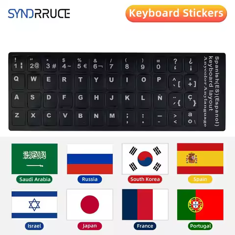 Keyboard Stickers For Russian Spanish Portuguese Arabic Korean French Hebrew Japanese Laptop PC Desk