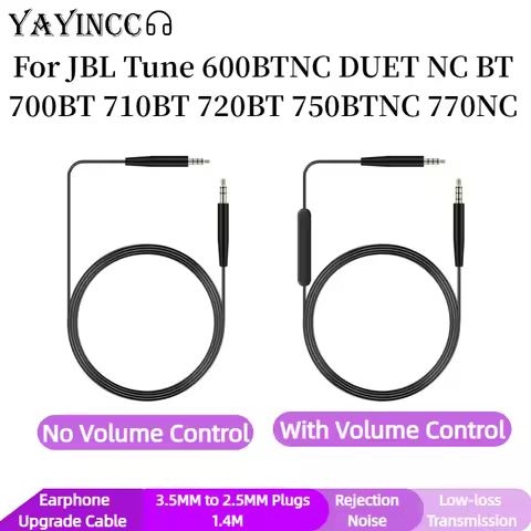 YAYINCC Replacement 3.5MM to 2.5MM Cable Extension Cord for JBL Tune 600BTNC DUET NC BT 700BT 710BT 