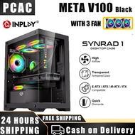 INPLAY Pc Case with Fans Computer Gaming Desktop Matx Table Tempered Glass Inplay Meteor V100 CPU Wh