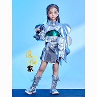 June 1st technology sense clothing children's catwalk clothes silver children's model perf六一科技感服装儿童走