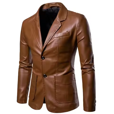 Men's Leather Blazer Jacket Leather Jacket Man Coat Mens Formal Retro Jacket Moto Coat leather motor