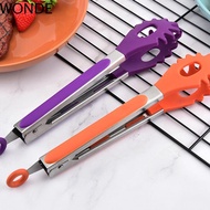 WONDE Food Serving Tongs Barbeque Bread Silicone Heat Resistant Stainless Steel Handle Kitchen Pasta
