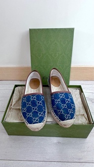 Gucci GG 提花帆布草編鞋