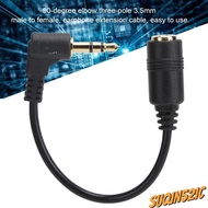 SUQIN52IC 90 Degree Elbow Cable, 3 Pole 3.5mm Male to Female 10cm Stereo Extension Cord, Portable Pl