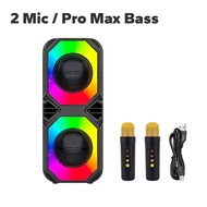 【PRO MAX BASS】Speaker Bluetooth Karaoke Besar Super Bass 15 Inch Polytron 2 Mic Protable Wireless Salon Aktif Advance Musik Box Full Bass Lampu RGB Spiker Audio Hi-Fi KTV Set Subwoofer Radio FM/TF Card/SD Card/USB/TWS/ECHO - Garansi 12 Bulan