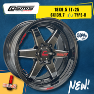 ล้อแม็กขอบ 18x9.5 ET+25 6รูx139.7🚘🛻 ยี่ห้อ Cosmis รุ่น TYPE-R(YA9993) (สีดำ+CNCข้างก้าน+เพลท) Custom