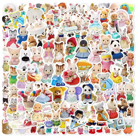 100PCS Calico Critters Stickers Laptop Scrapbook Decoration Graffiti Decals Skateboard Laptop Waterp