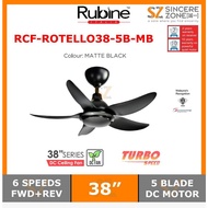 Rubine RCF-ROTELLO38-5B-MW / RCF-ROTELLO38-5B-MB Ceiling Fan 38'' / DC Motor / Sleep Mode