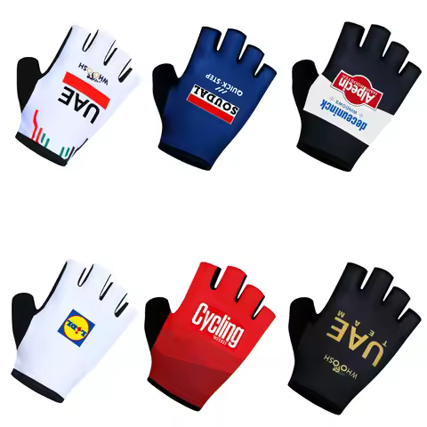 New UAE Cycling Gloves Bike 2026 Alpecin Team Gloves Half Finger MTB Fitness Gloves Running Fitness 