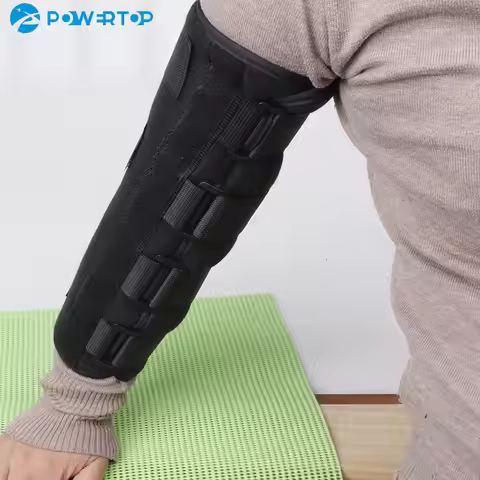 Arm Splint Brace Support Adjustable Elbow Joint Recovery Protect Band Belt Strap with 3 Fixed Steel 