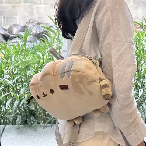 Pusheen Schoolbag Cartoon Cat Students Backpack Cute Cat Crossbody Bag Storage Bag Pusheen Cat Decor