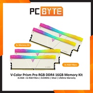 V-Color Prism Pro RGB 16GB DDR4 DRAM Memory Kit (2x 8GB + 2x RGB Fillers | 4133MHz | Silver)
